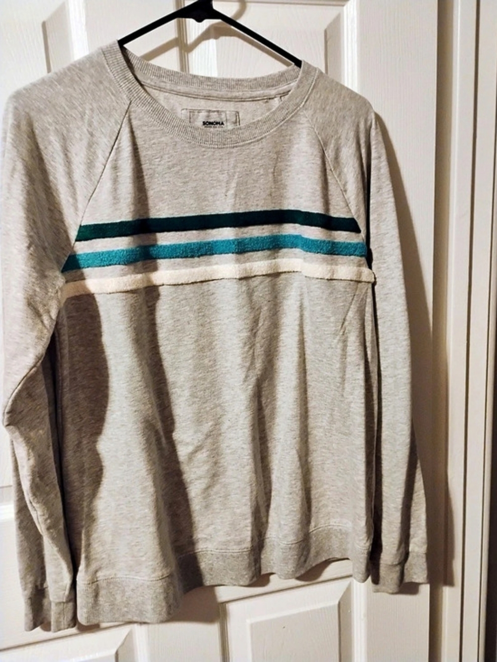 SONOMA Color Block Long Sleeve Top in Gray Size Large